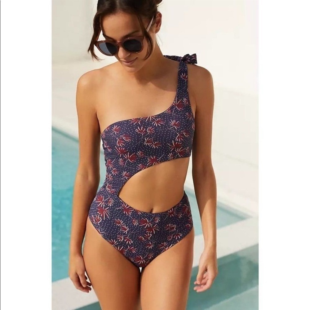 NEW Anthropologie Eberjey Ibiza One Piece In Peacoat & Brick size Medium.